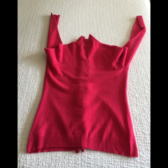 Like New McDuff rose cashmere cardigan w/front ruffle - Picture 2 of 6